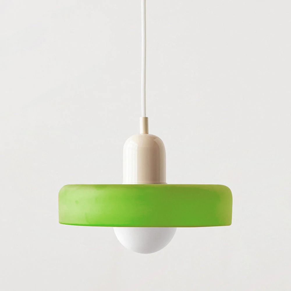 Lampă suspendată din sticlă colorată, design Bauhaus