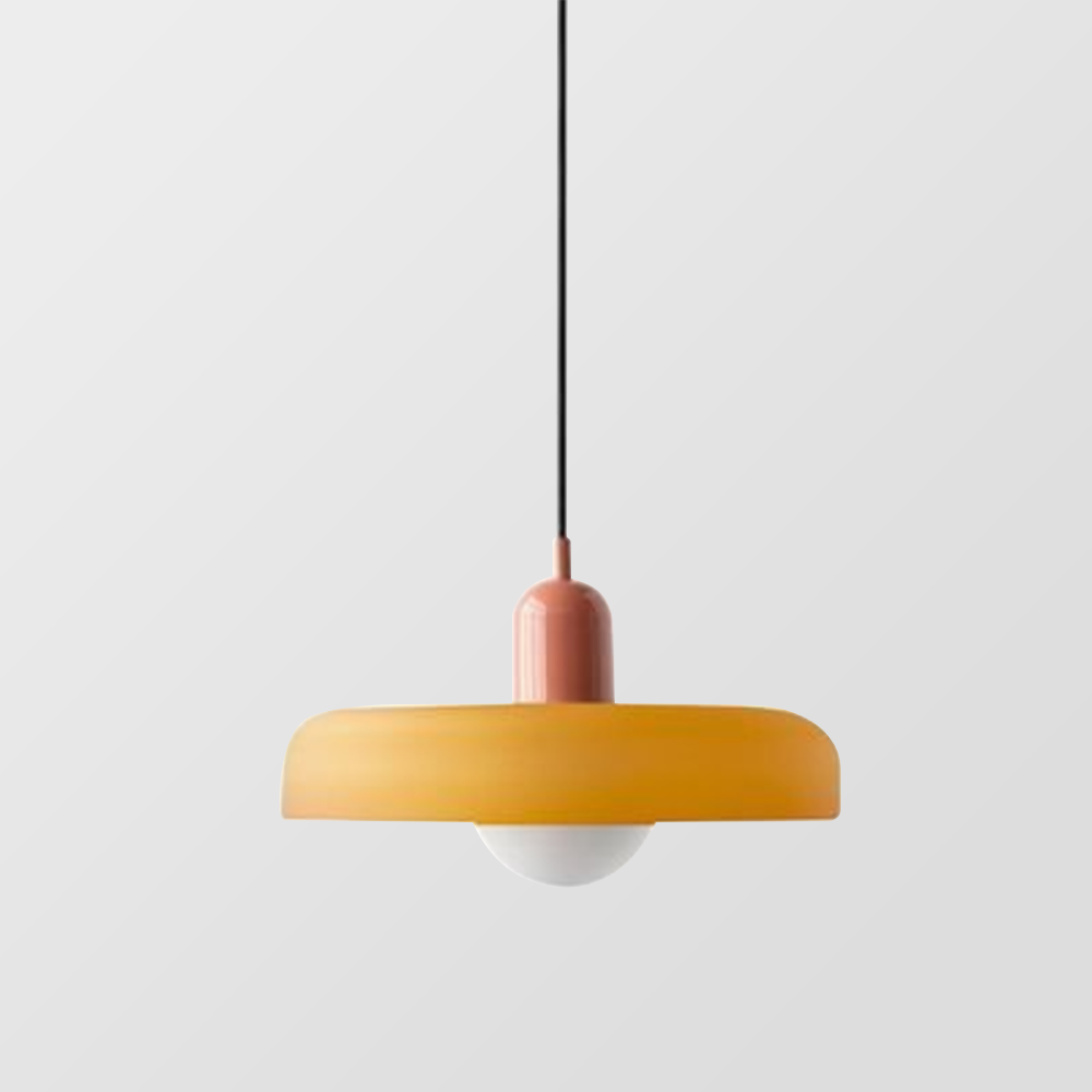 Lampă suspendată din sticlă colorată, design Bauhaus