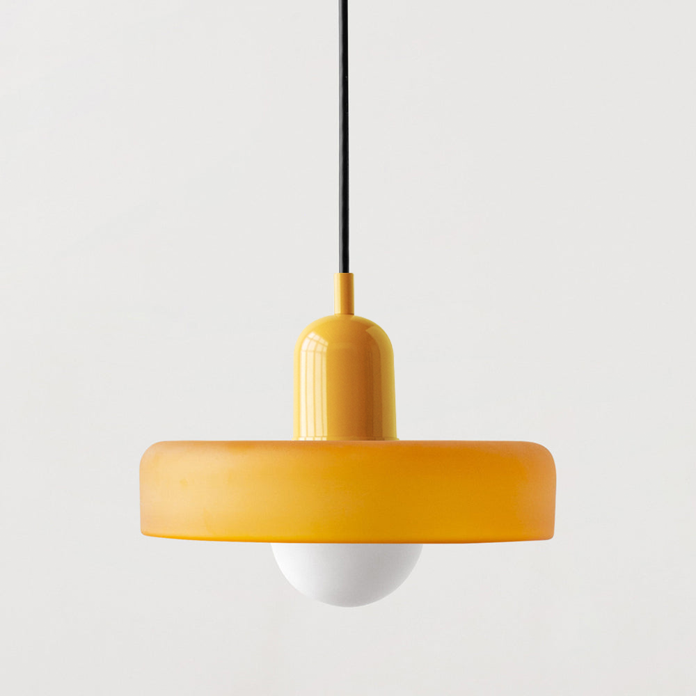 Lampă suspendată din sticlă colorată, design Bauhaus