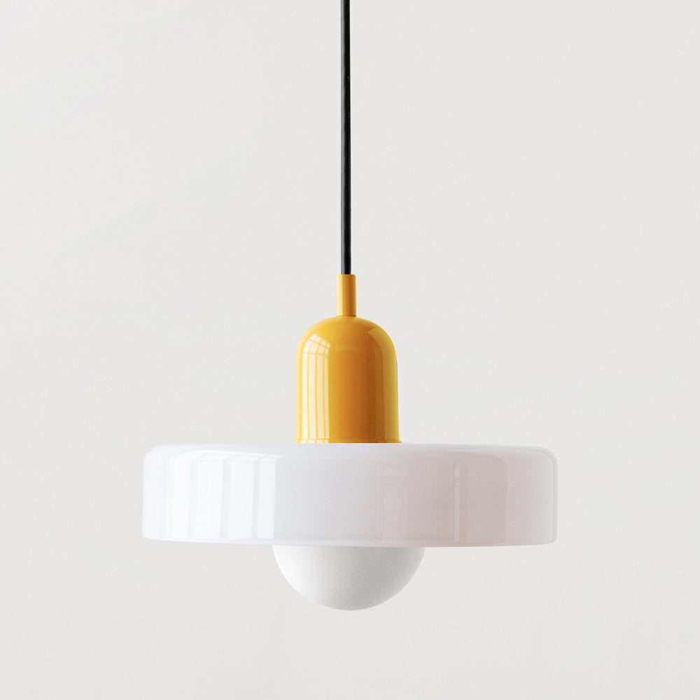 Lampă suspendată din sticlă colorată, design Bauhaus