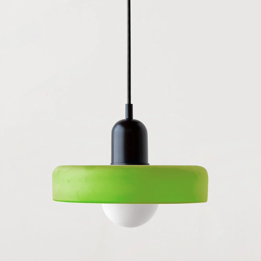 Lampă suspendată din sticlă colorată, design Bauhaus
