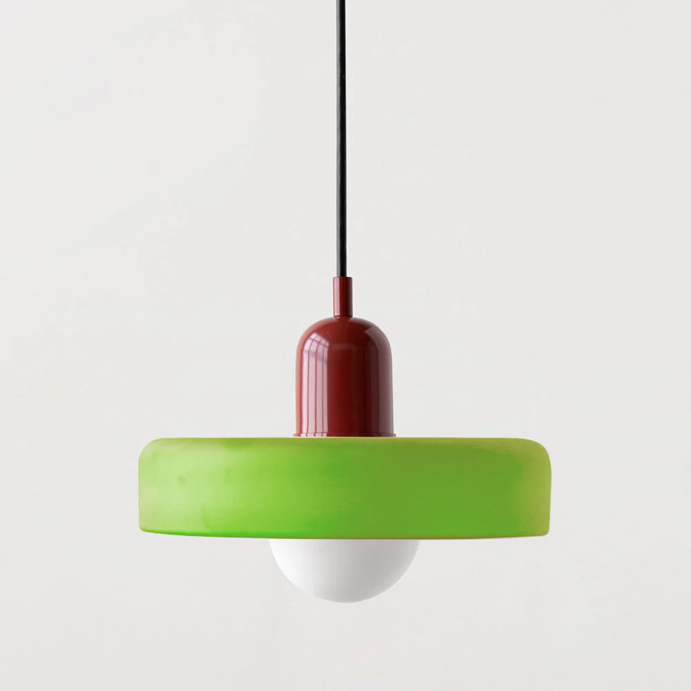 Lampă suspendată din sticlă colorată, design Bauhaus