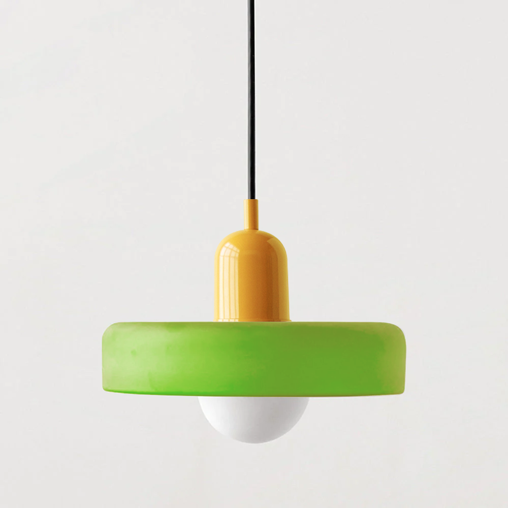 Lampă suspendată din sticlă colorată, design Bauhaus