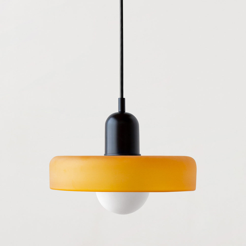 Lampă suspendată din sticlă colorată, design Bauhaus