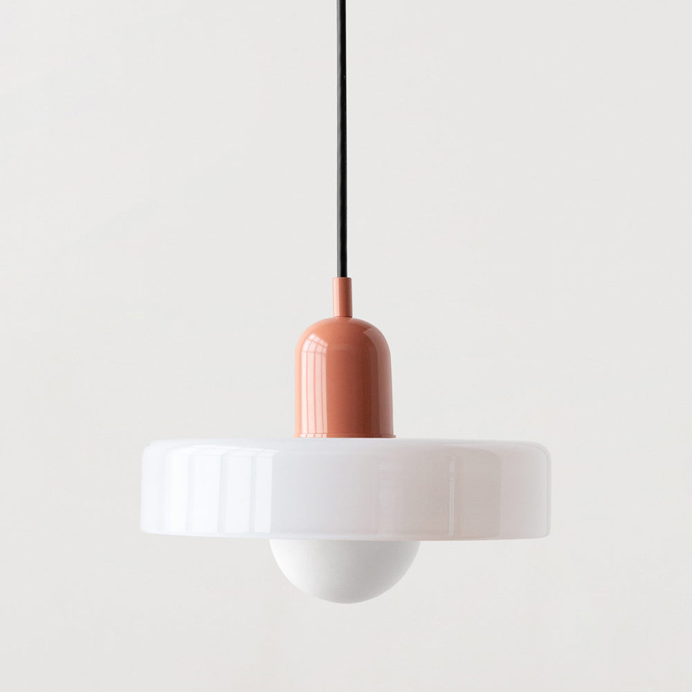 Lampă suspendată din sticlă colorată, design Bauhaus