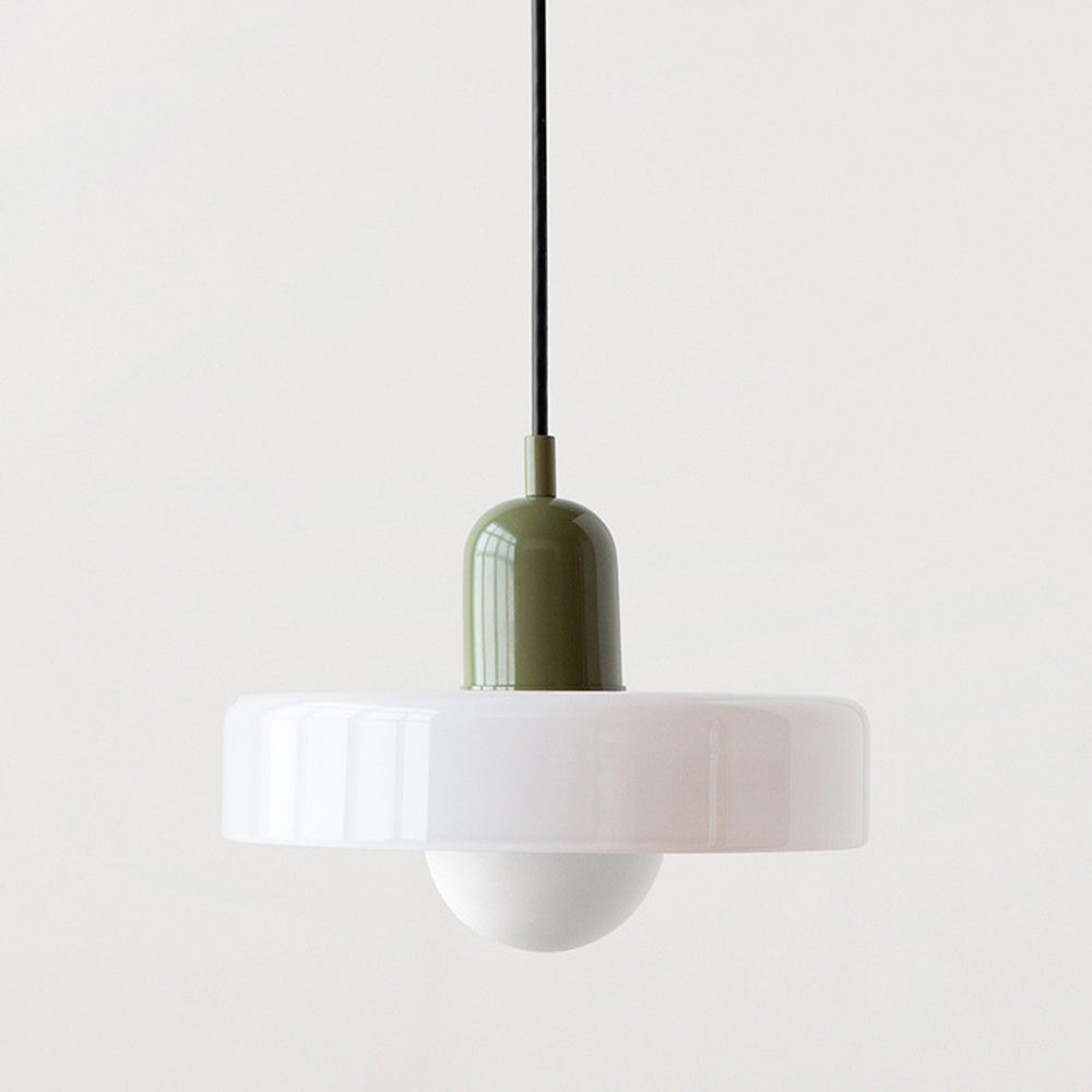 Lampă suspendată din sticlă colorată, design Bauhaus