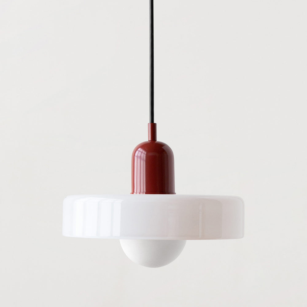 Lampă suspendată din sticlă colorată, design Bauhaus
